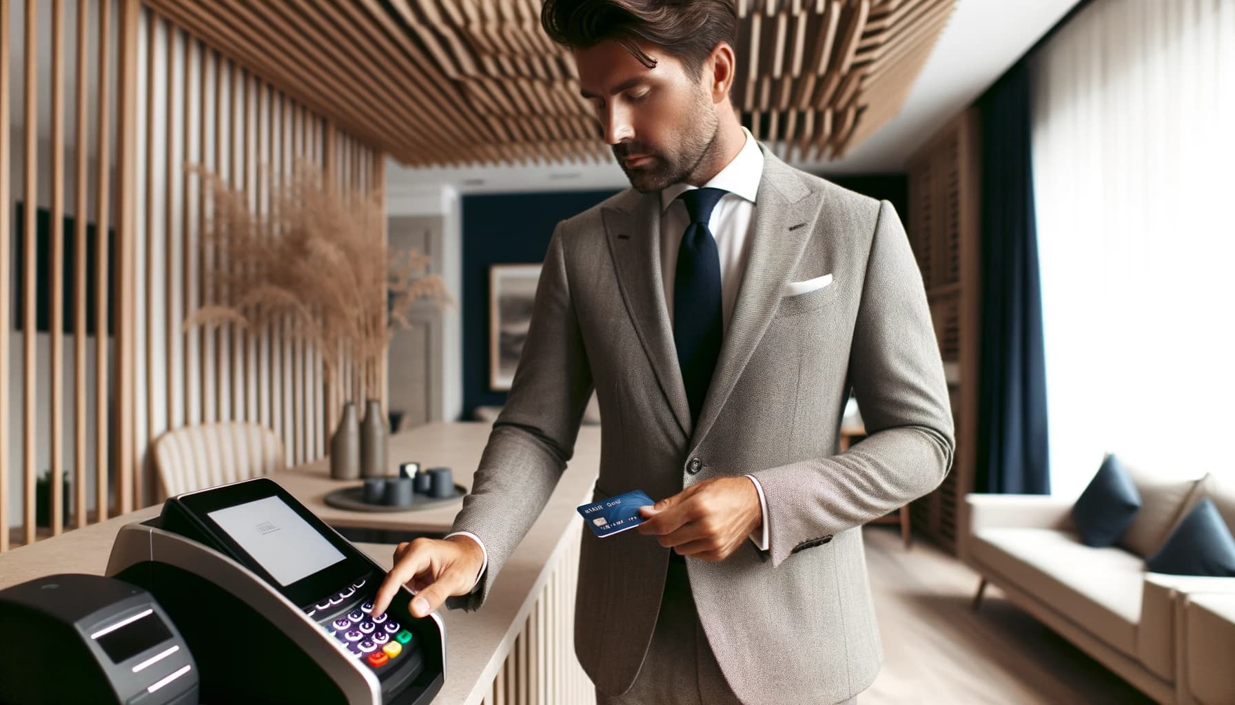 Man som betalar efter att ha fått sitt lån utbetalt.